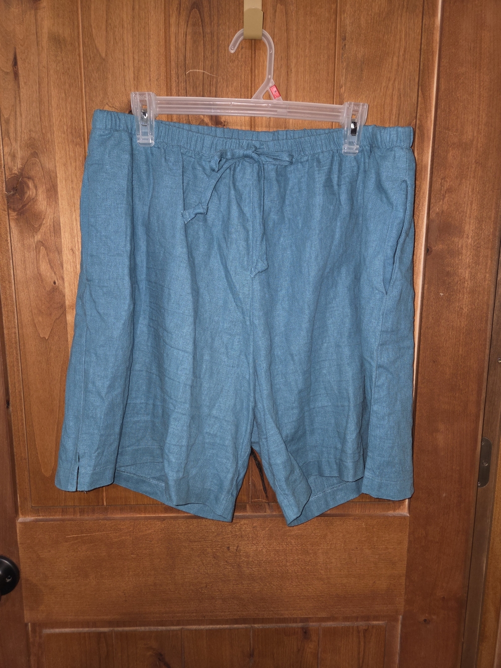 Coldwater Creek Teal Linen‎ Blend Bermuda Shorts